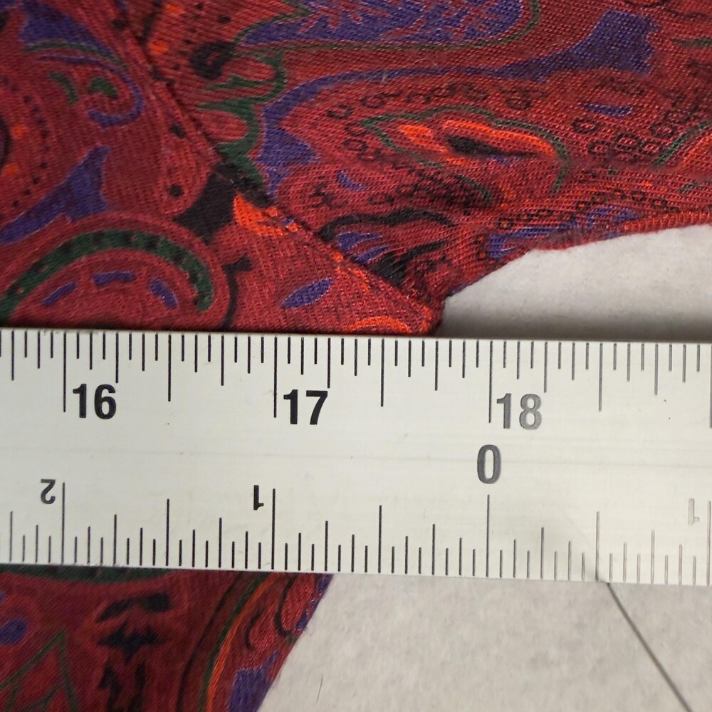 Vintage SAKS FIFTH AVENUE Dress Peplum Power Shoulders Red Paisley Rayon Size 4 - Picture 8 of 16